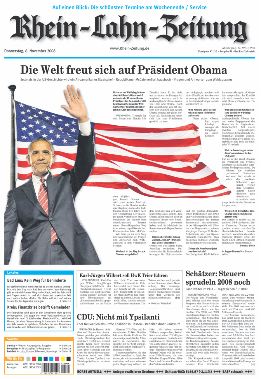 Rhein-Lahn-Zeitung vom Donnerstag, 06.11.2008