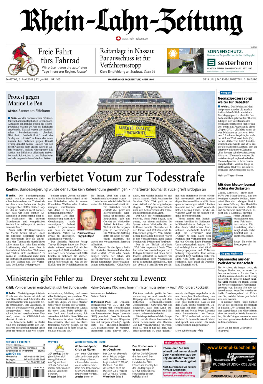 Rhein-Lahn-Zeitung vom Samstag, 06.05.2017