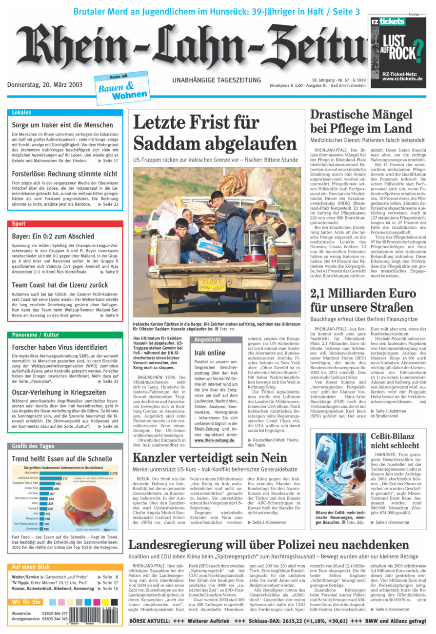 Rhein-Lahn-Zeitung vom Donnerstag, 20.03.2003