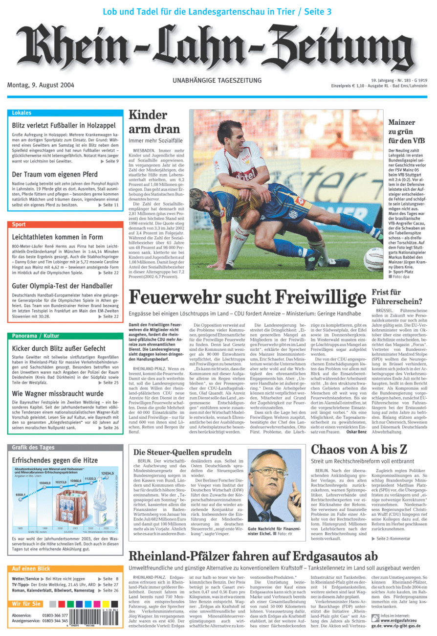 Rhein-Lahn-Zeitung vom Montag, 09.08.2004