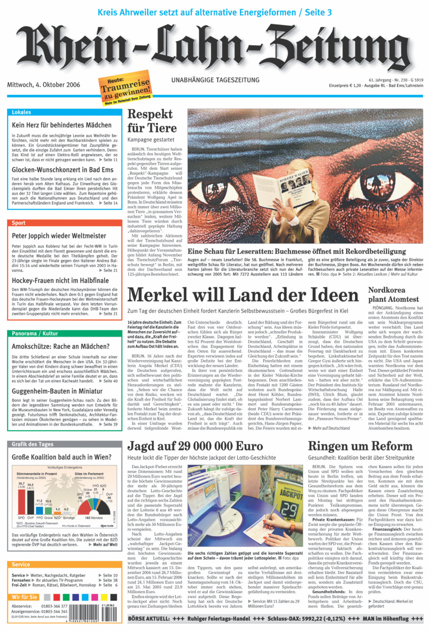 Rhein-Lahn-Zeitung vom Mittwoch, 04.10.2006