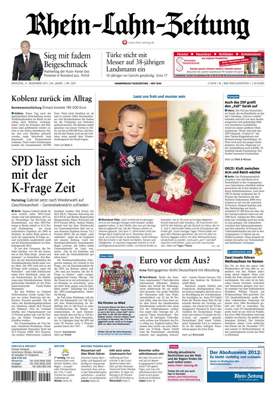 Rhein-Lahn-Zeitung vom Dienstag, 06.12.2011