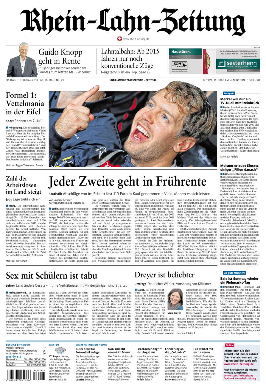 Rhein-Lahn-Zeitung vom Freitag, 01.02.2013