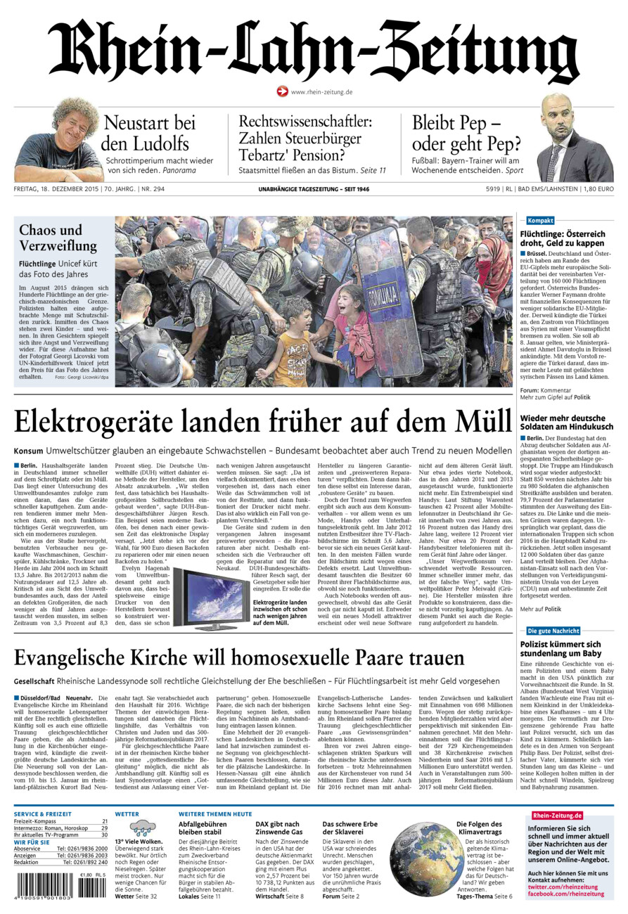 Rhein-Lahn-Zeitung vom Freitag, 18.12.2015