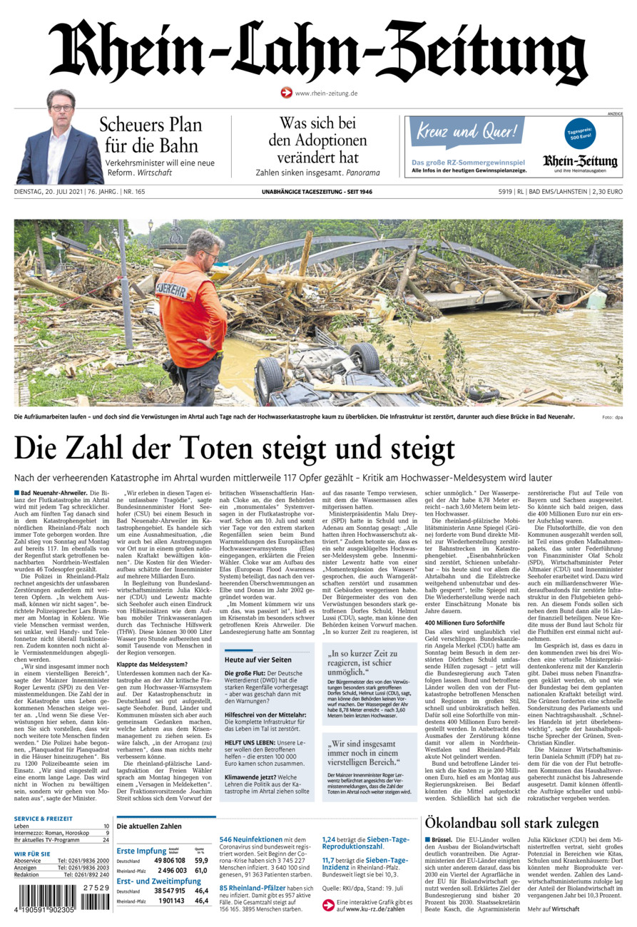 Rhein-Lahn-Zeitung vom Dienstag, 20.07.2021
