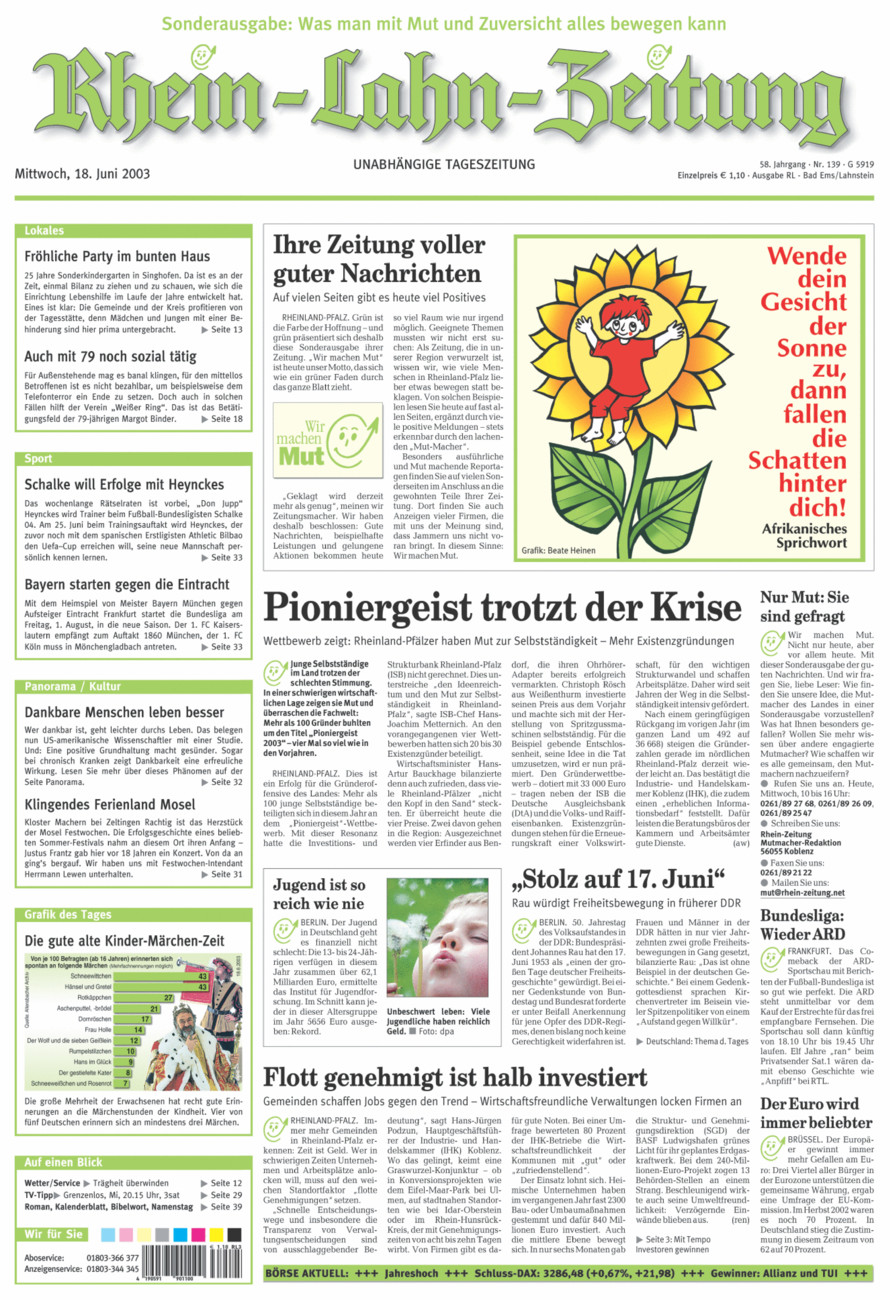 Rhein-Lahn-Zeitung vom Mittwoch, 18.06.2003