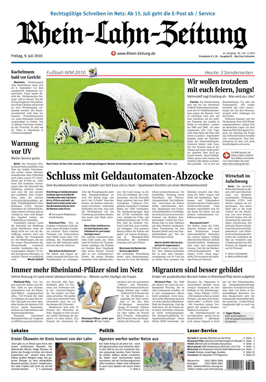 Rhein-Lahn-Zeitung vom Freitag, 09.07.2010