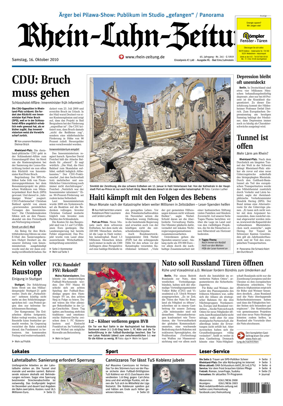 Rhein-Lahn-Zeitung vom Samstag, 16.10.2010