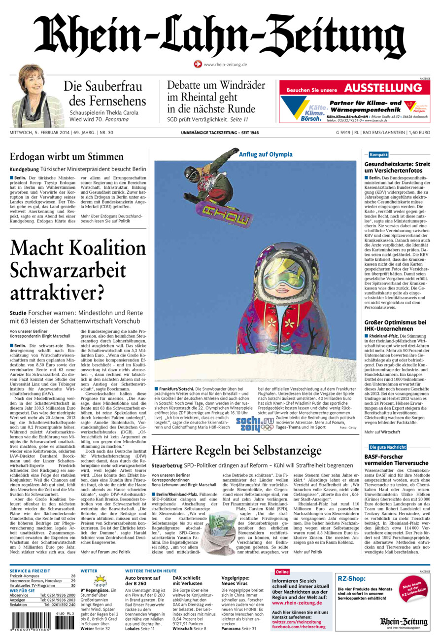 Rhein-Lahn-Zeitung vom Mittwoch, 05.02.2014