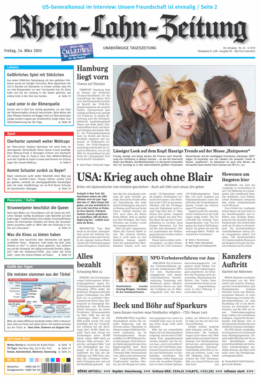 Rhein-Lahn-Zeitung vom Freitag, 14.03.2003