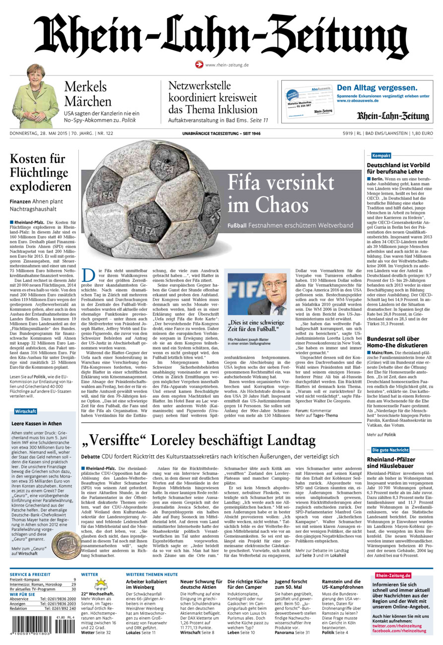 Rhein-Lahn-Zeitung vom Donnerstag, 28.05.2015