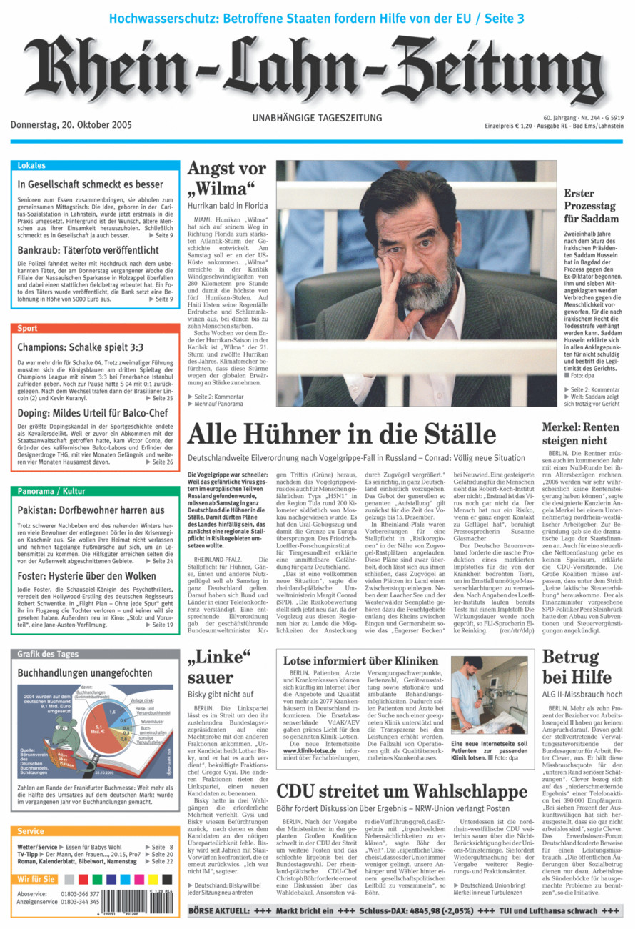 Rhein-Lahn-Zeitung vom Donnerstag, 20.10.2005