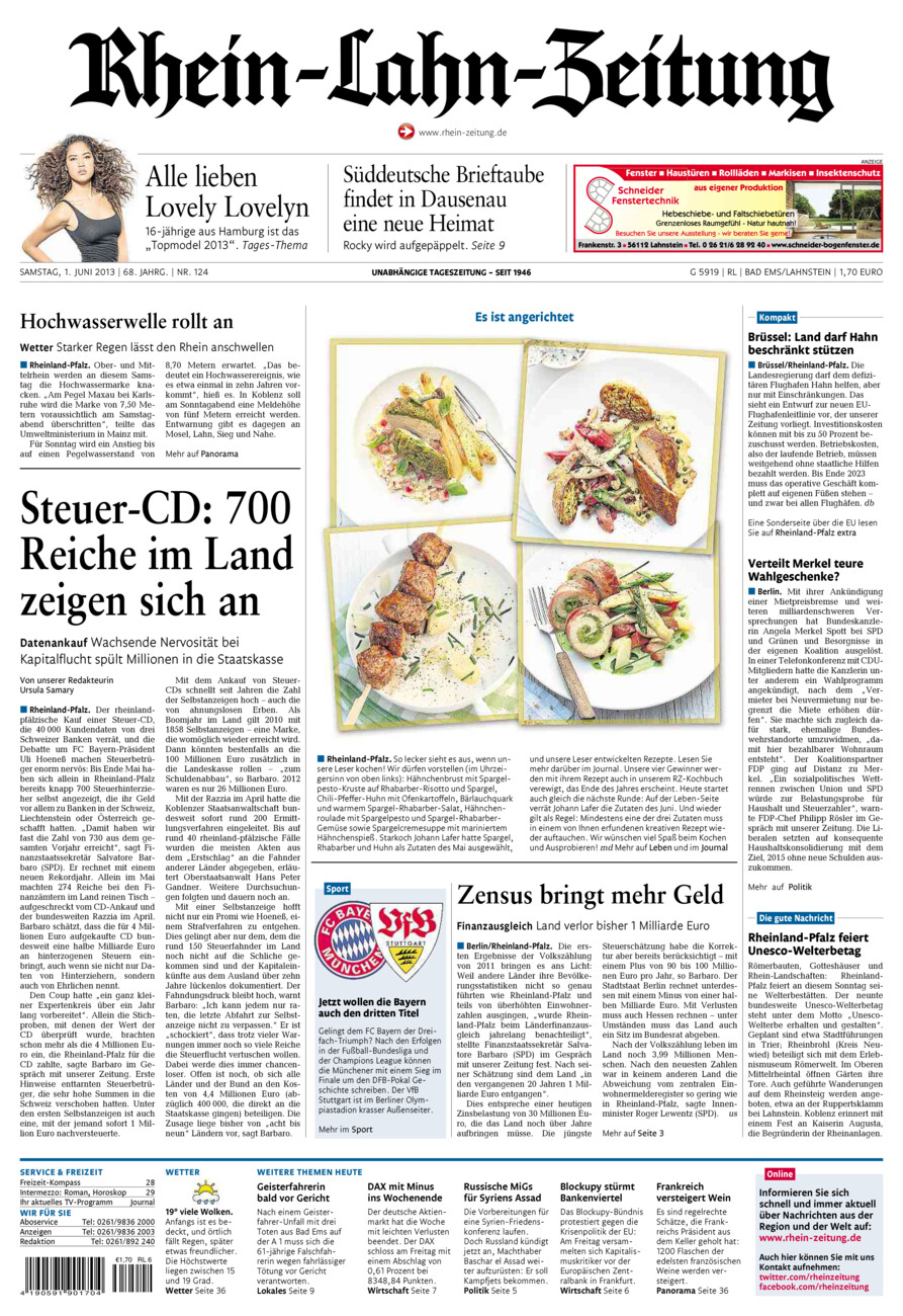 Rhein-Lahn-Zeitung vom Samstag, 01.06.2013