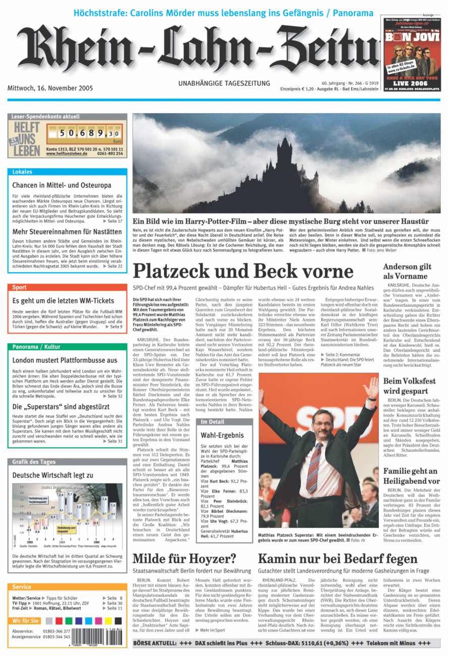 Rhein-Lahn-Zeitung vom Mittwoch, 16.11.2005
