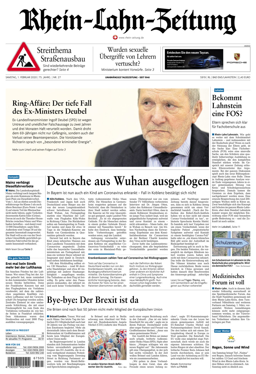 Rhein-Lahn-Zeitung vom Samstag, 01.02.2020