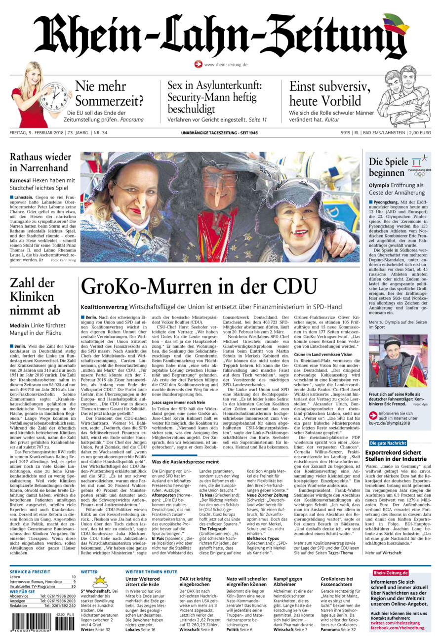 Rhein-Lahn-Zeitung vom Freitag, 09.02.2018
