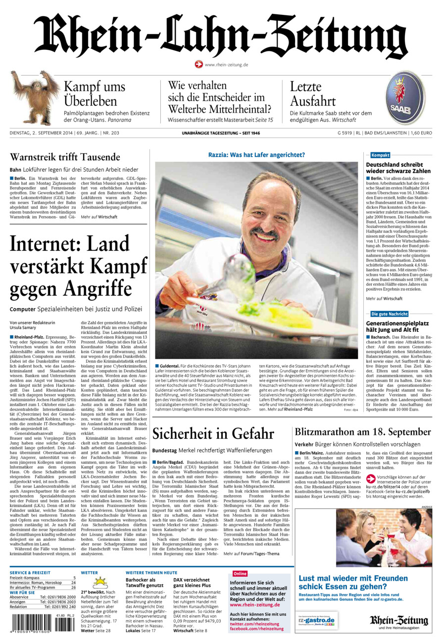 Rhein-Lahn-Zeitung vom Dienstag, 02.09.2014