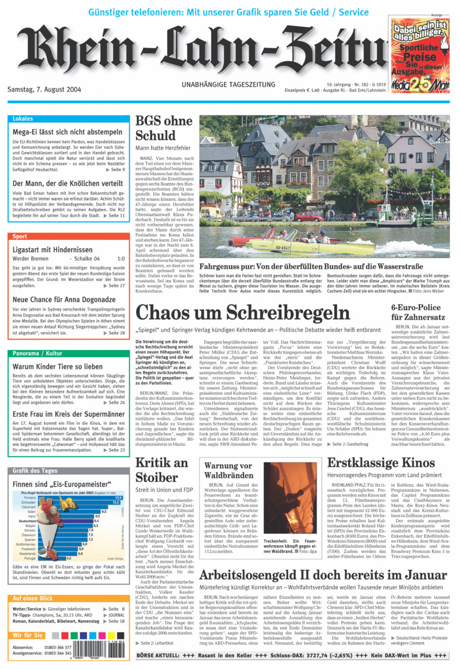 Rhein-Lahn-Zeitung vom Samstag, 07.08.2004