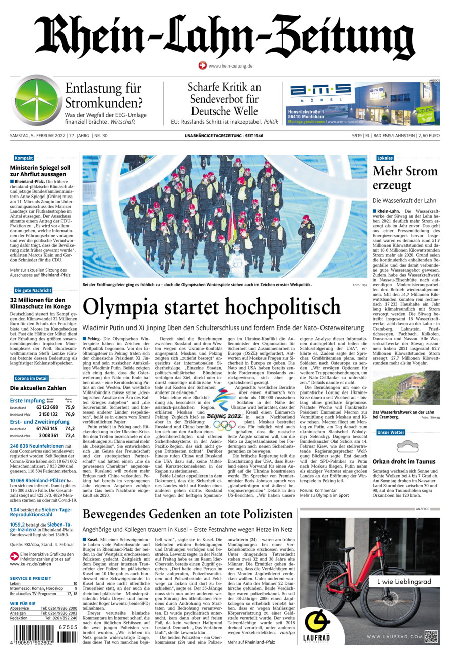 Rhein-Lahn-Zeitung vom Samstag, 05.02.2022