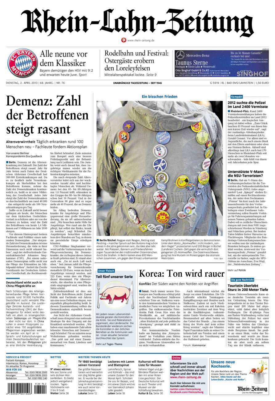 Rhein-Lahn-Zeitung vom Dienstag, 02.04.2013