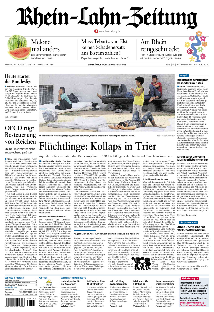 Rhein-Lahn-Zeitung vom Freitag, 14.08.2015
