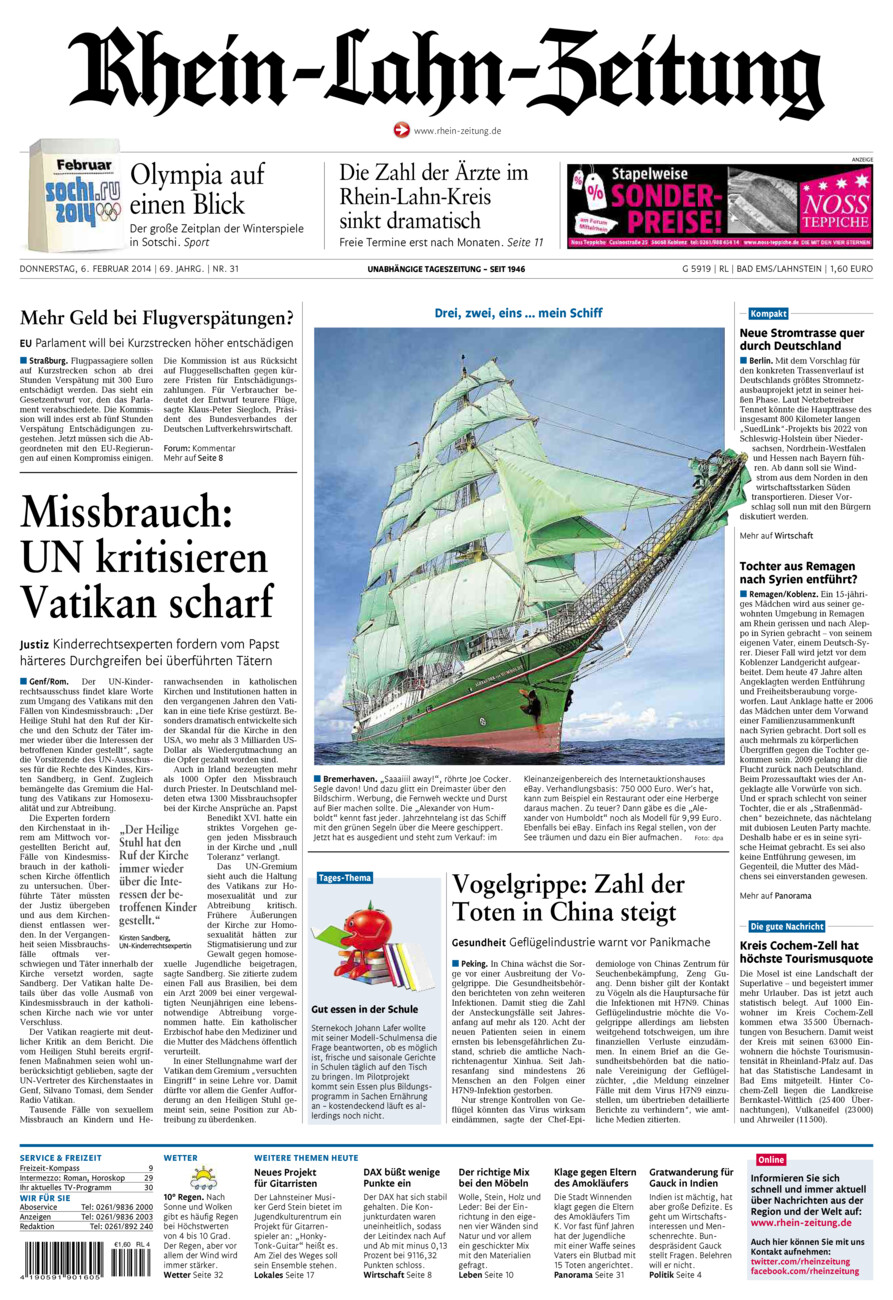 Rhein-Lahn-Zeitung vom Donnerstag, 06.02.2014