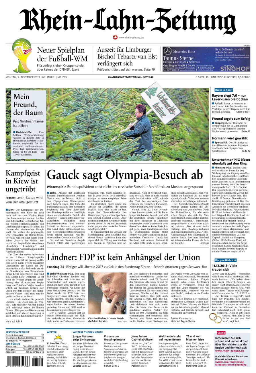 Rhein-Lahn-Zeitung vom Montag, 09.12.2013
