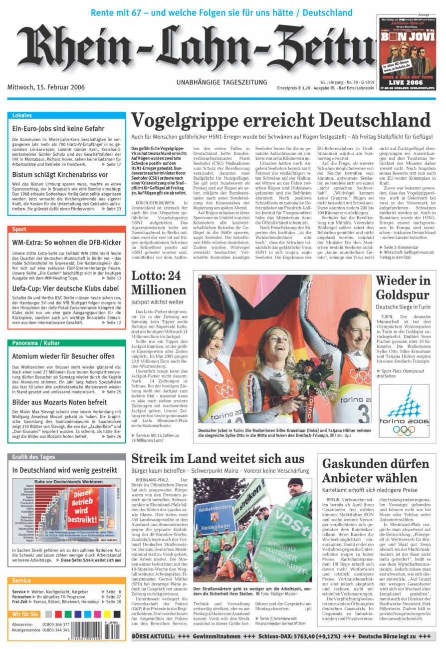 Rhein-Lahn-Zeitung vom Mittwoch, 15.02.2006