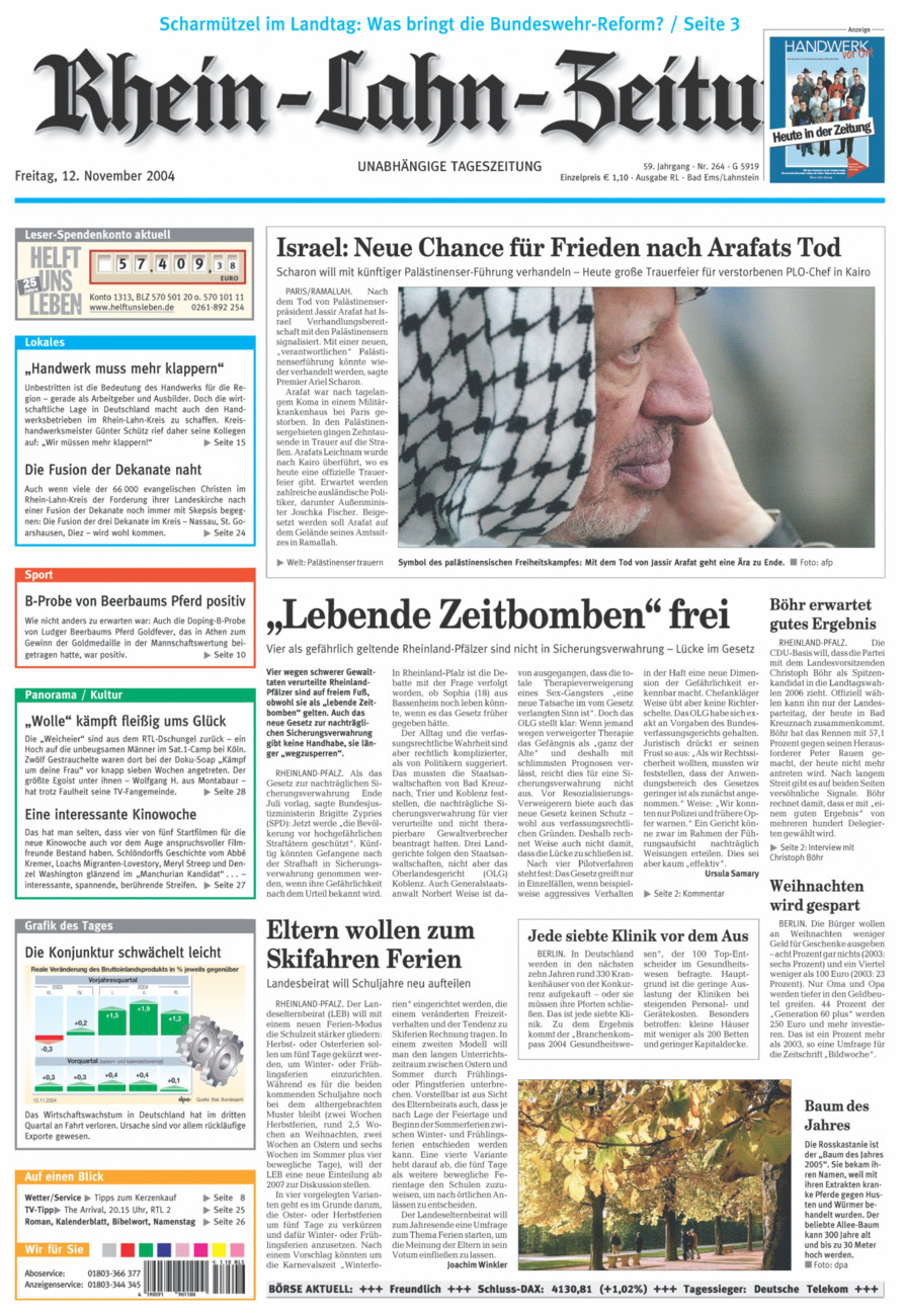 Rhein-Lahn-Zeitung vom Freitag, 12.11.2004