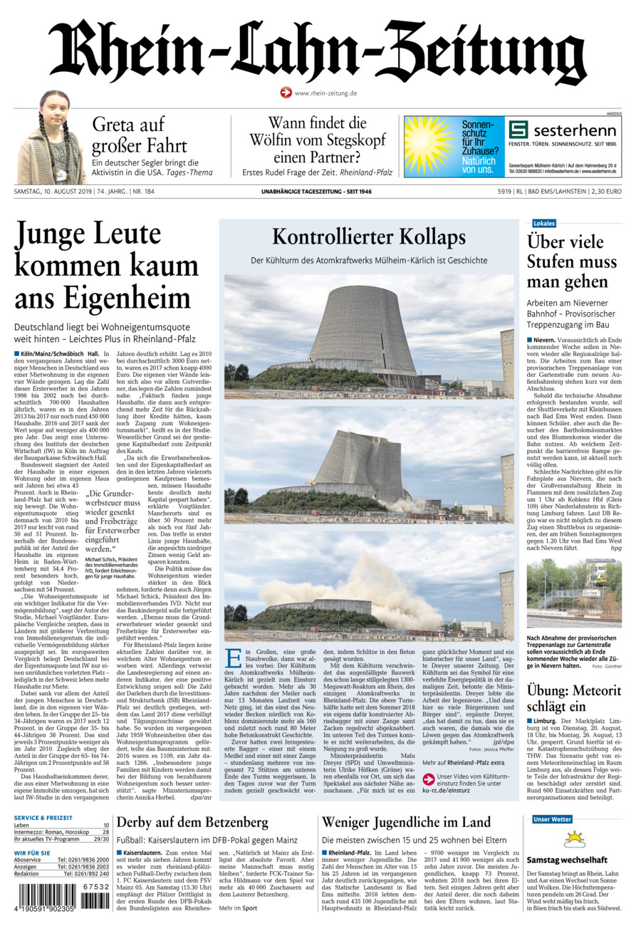 Rhein-Lahn-Zeitung vom Samstag, 10.08.2019