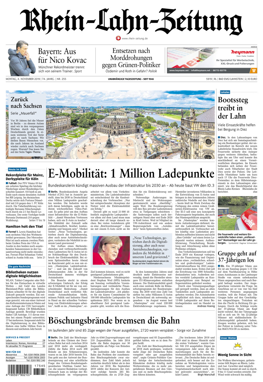 Rhein-Lahn-Zeitung vom Montag, 04.11.2019