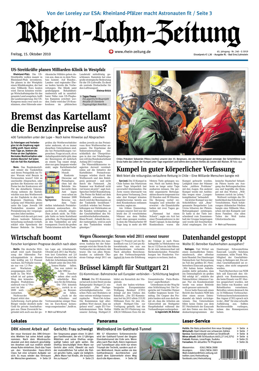 Rhein-Lahn-Zeitung vom Freitag, 15.10.2010