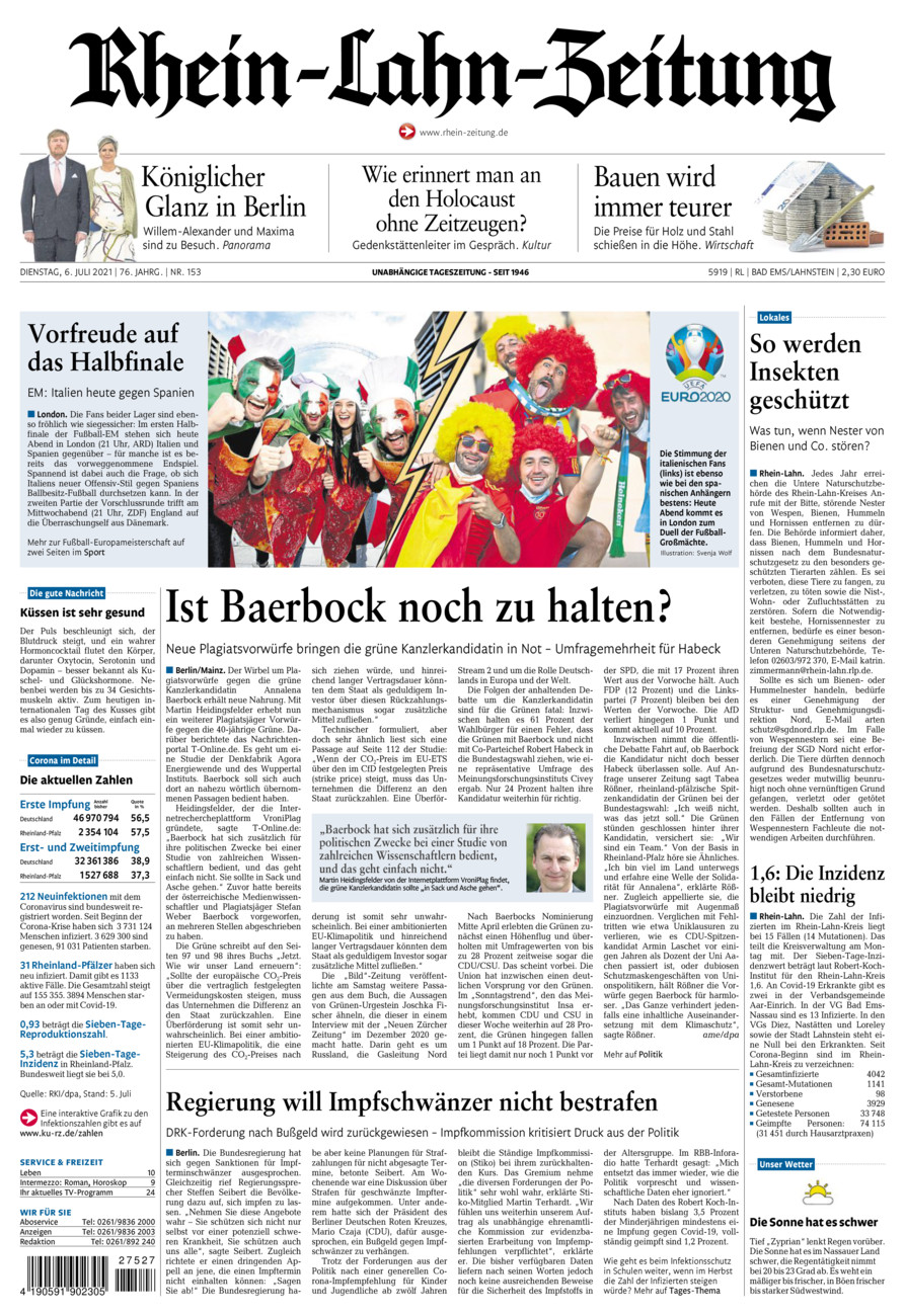 Rhein-Lahn-Zeitung vom Dienstag, 06.07.2021