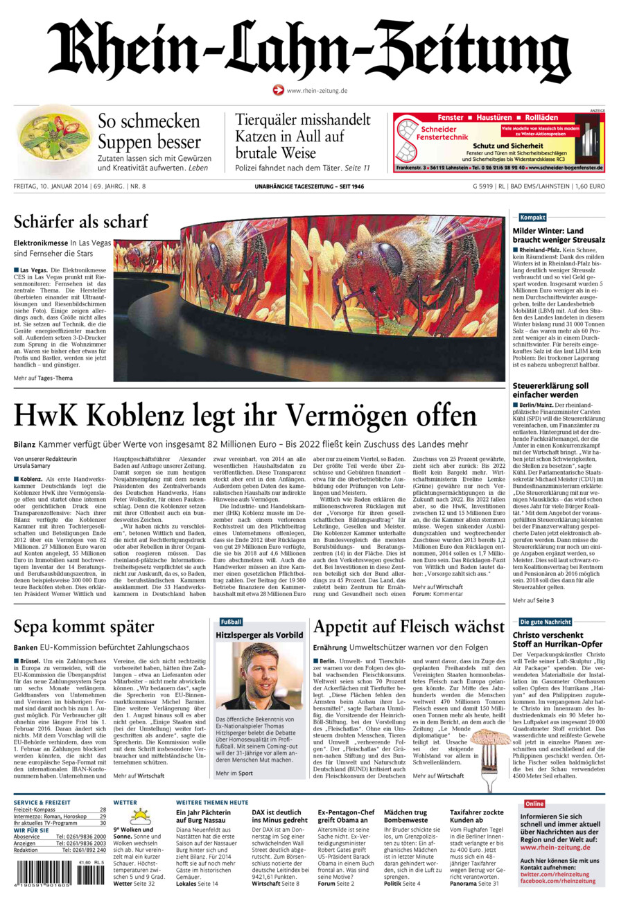Rhein-Lahn-Zeitung vom Freitag, 10.01.2014