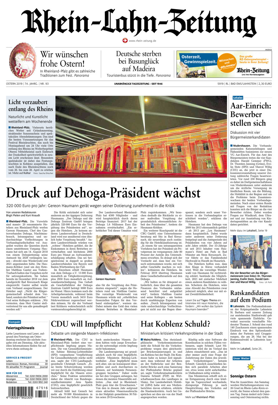 Rhein-Lahn-Zeitung vom Samstag, 20.04.2019