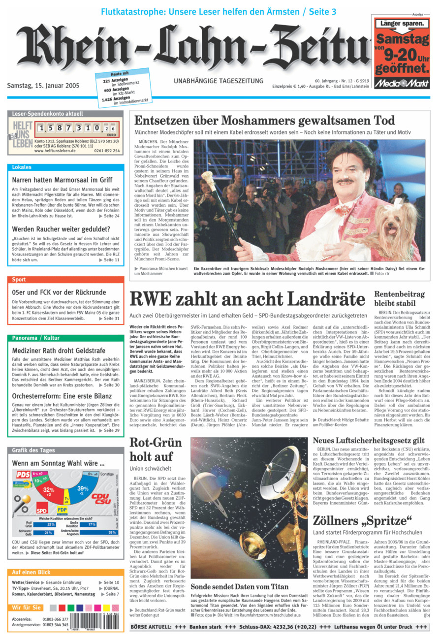Rhein-Lahn-Zeitung vom Samstag, 15.01.2005