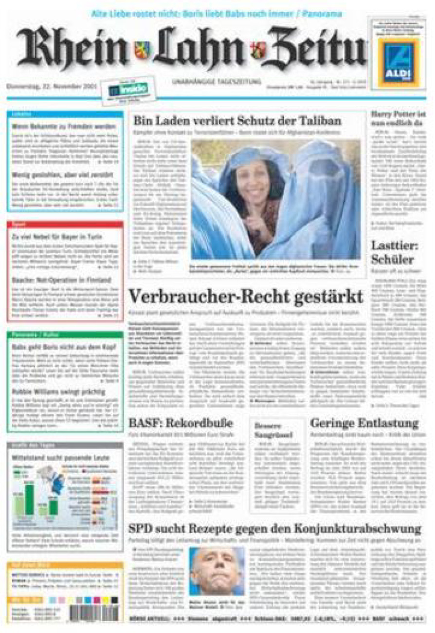Rhein-Lahn-Zeitung vom Donnerstag, 22.11.2001