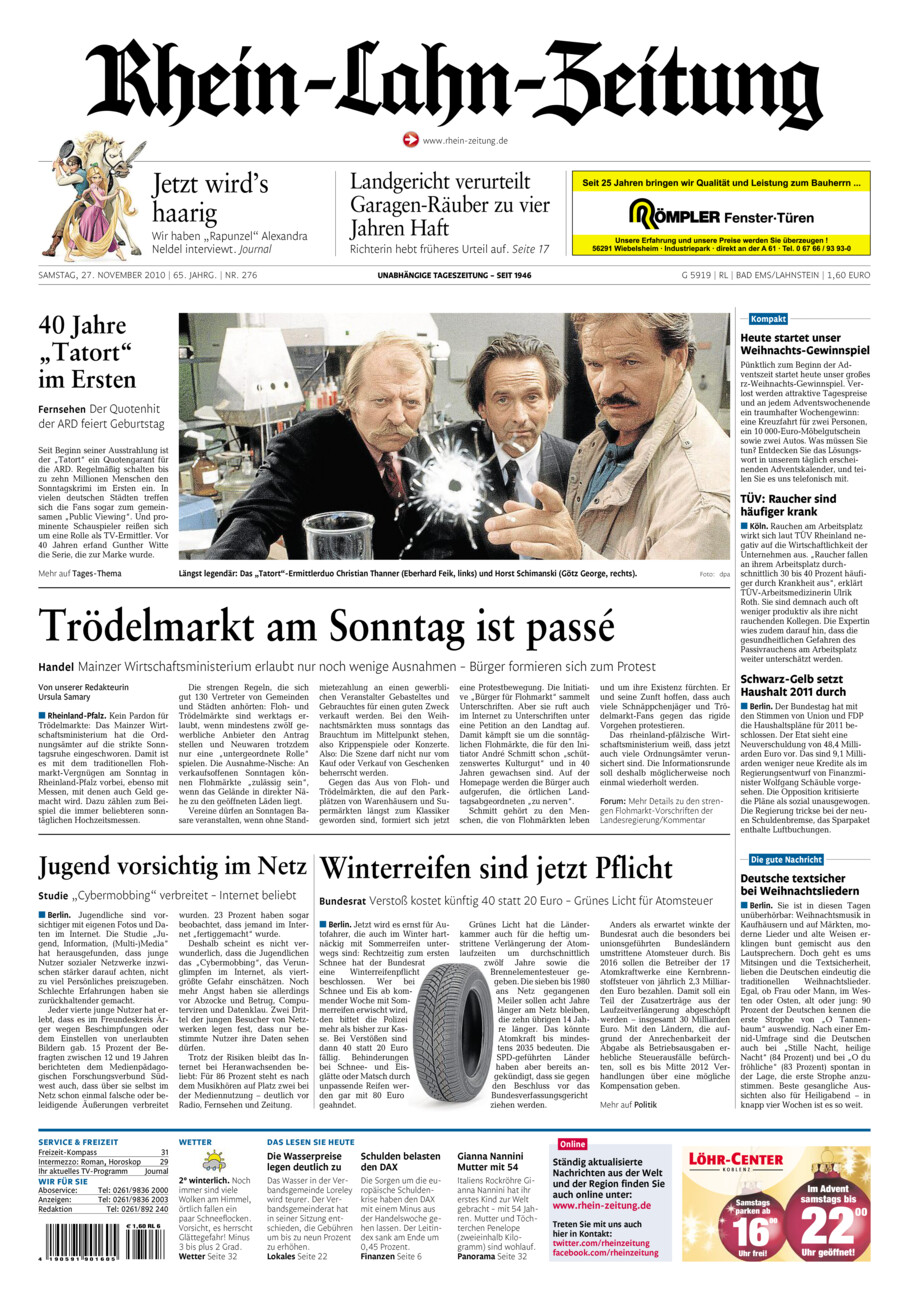 Rhein-Lahn-Zeitung vom Samstag, 27.11.2010