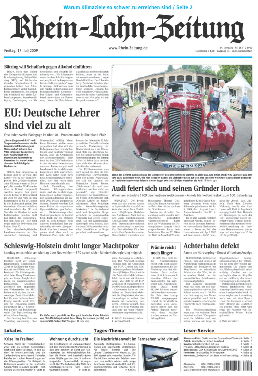Rhein-Lahn-Zeitung vom Freitag, 17.07.2009