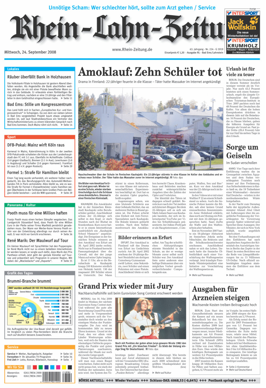 Rhein-Lahn-Zeitung vom Mittwoch, 24.09.2008