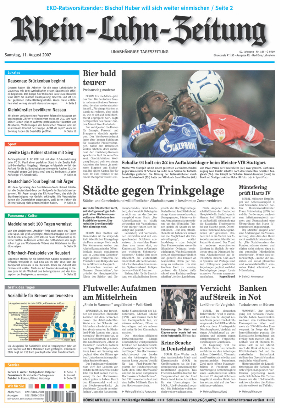 Rhein-Lahn-Zeitung vom Samstag, 11.08.2007
