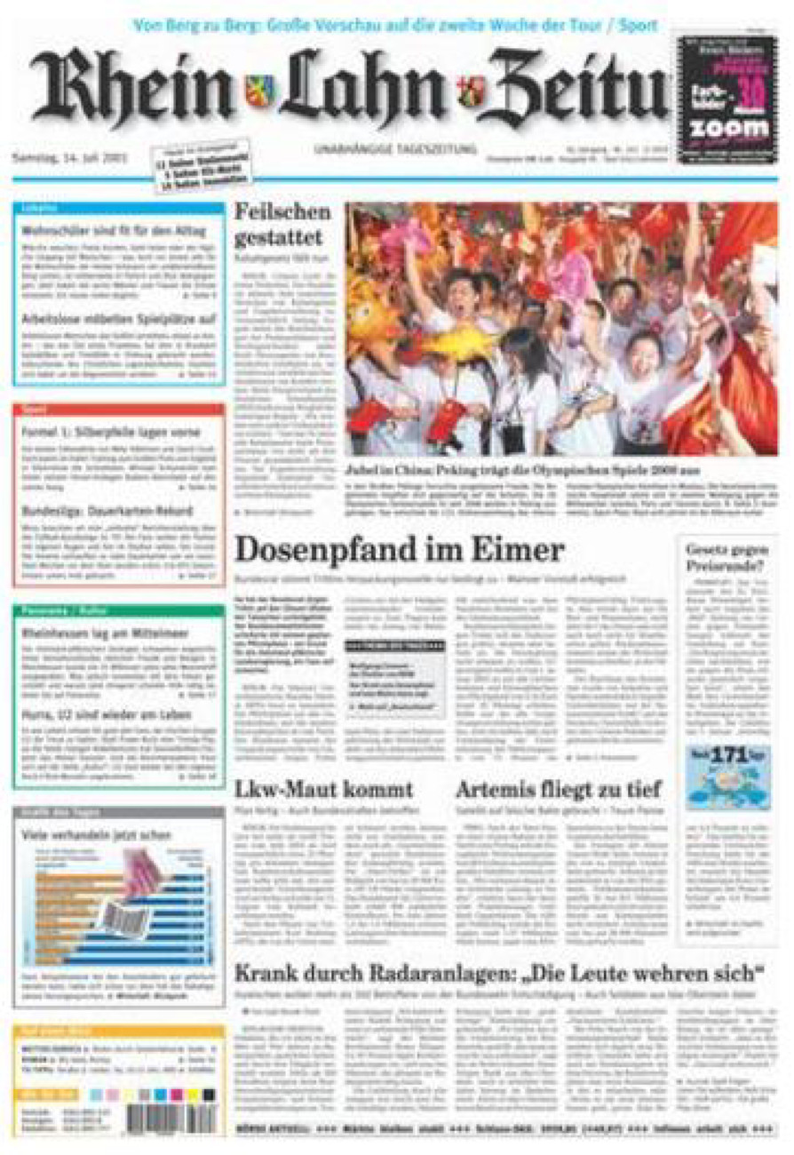Rhein-Lahn-Zeitung vom Samstag, 14.07.2001