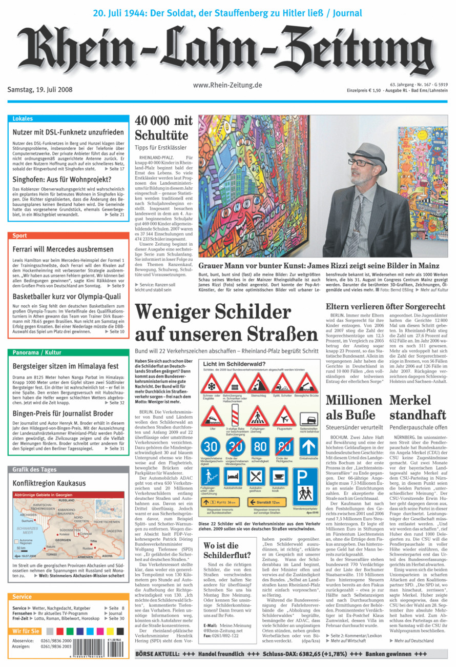Rhein-Lahn-Zeitung vom Samstag, 19.07.2008