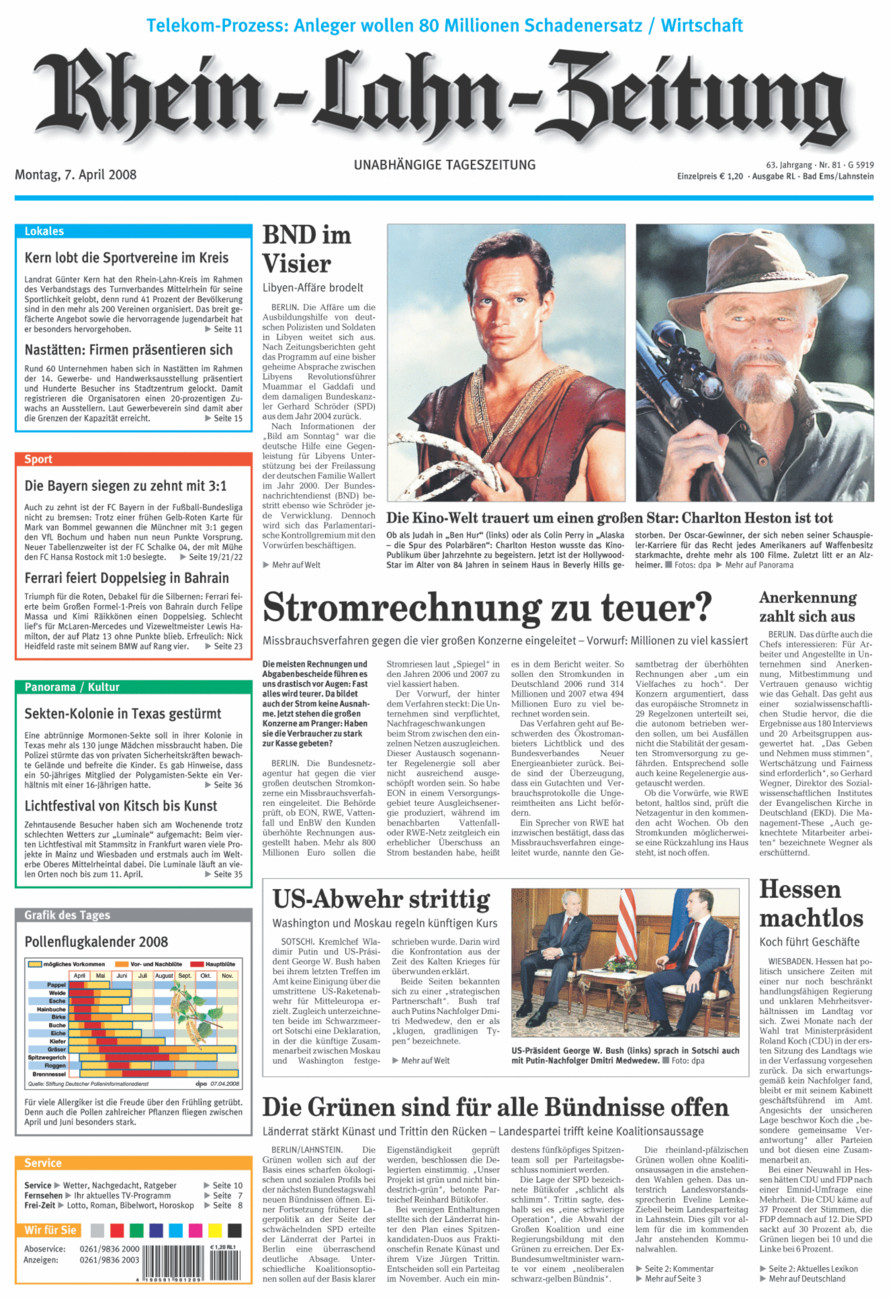 Rhein-Lahn-Zeitung vom Montag, 07.04.2008