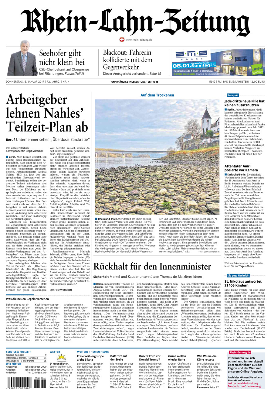 Rhein-Lahn-Zeitung vom Donnerstag, 05.01.2017