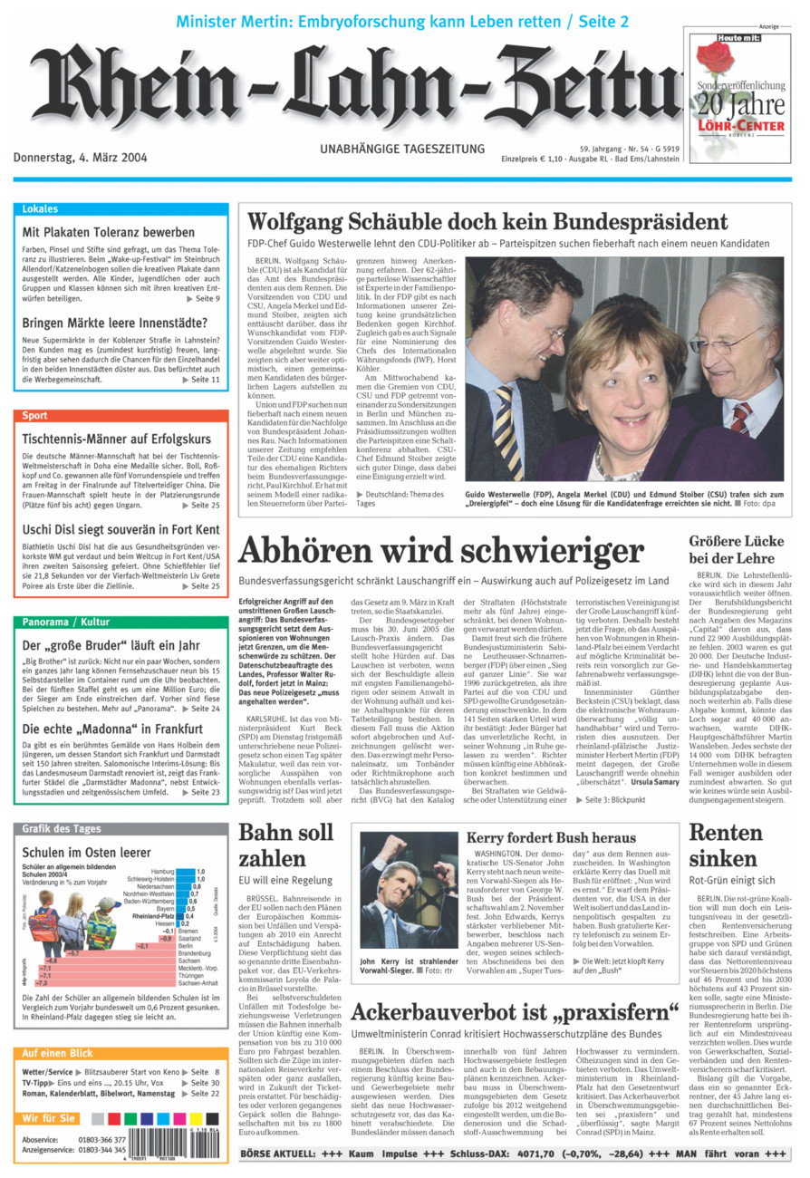Rhein-Lahn-Zeitung vom Donnerstag, 04.03.2004