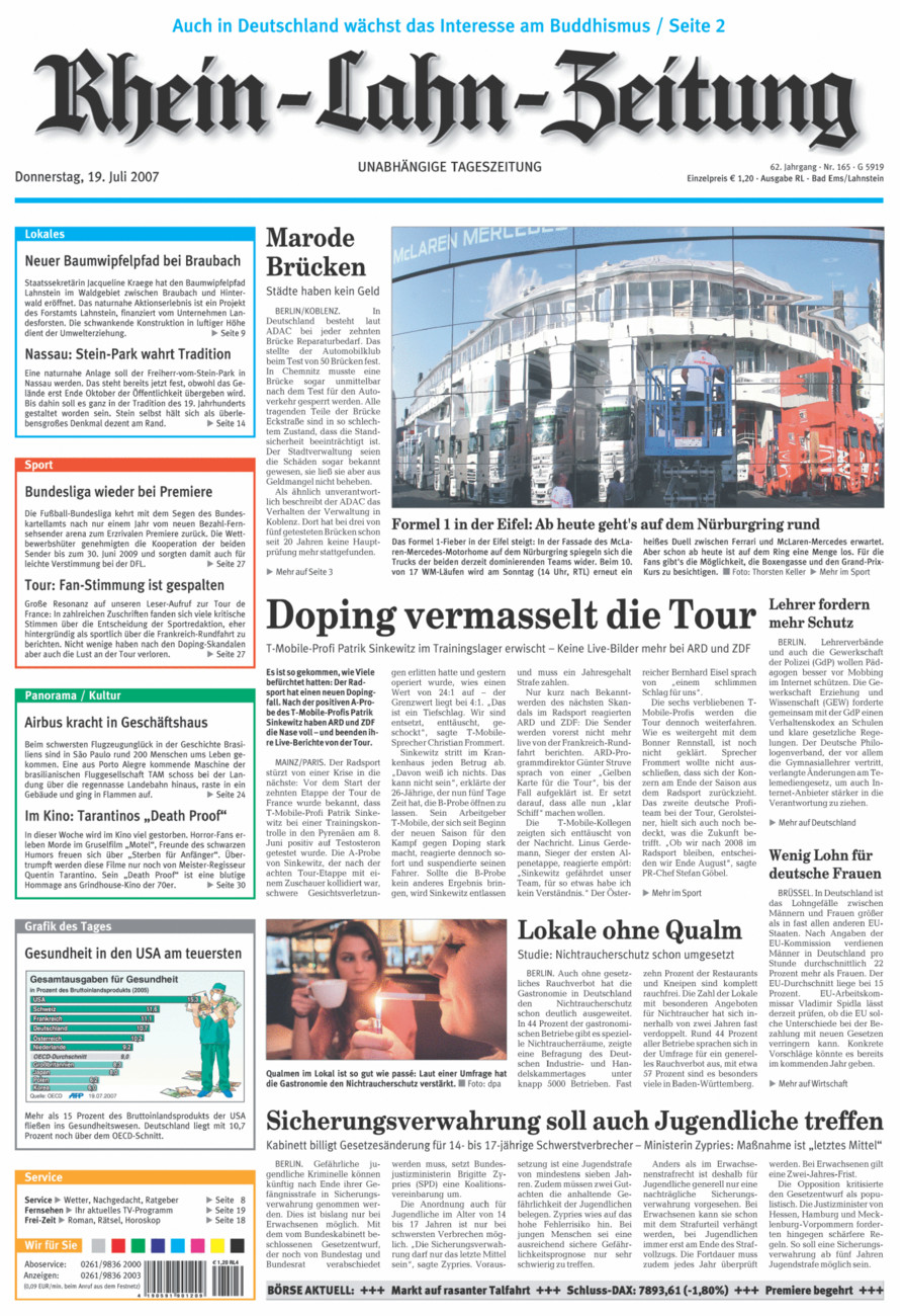 Rhein-Lahn-Zeitung vom Donnerstag, 19.07.2007