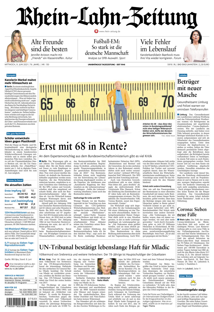 Rhein-Lahn-Zeitung vom Mittwoch, 09.06.2021