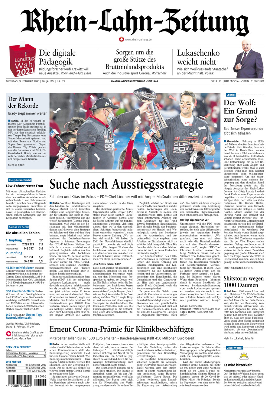Rhein-Lahn-Zeitung vom Dienstag, 09.02.2021