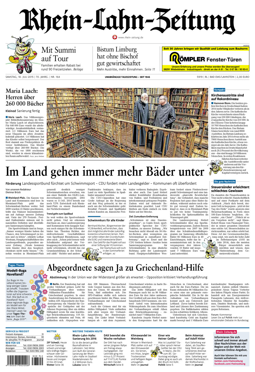 Rhein-Lahn-Zeitung vom Samstag, 18.07.2015